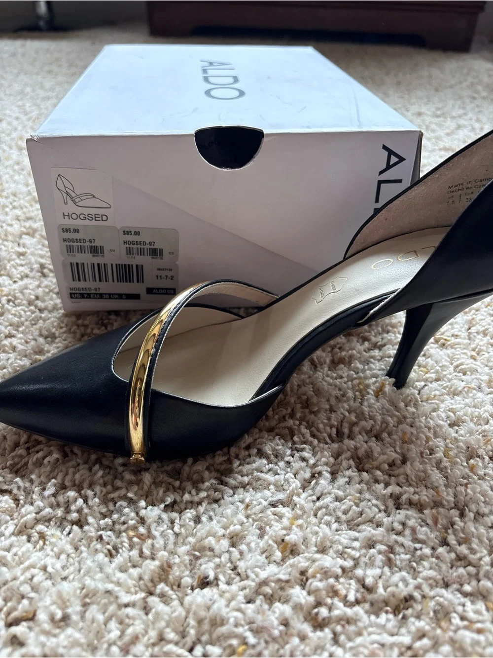 Aldo Hogsed-97 Black and Gold Heels Sz 7.5 EU 38